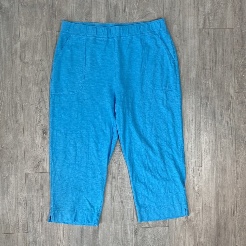 Escape By Habitat Clothes - Pocket Capri Size XL Blue 100% Cotton Elastic Waist